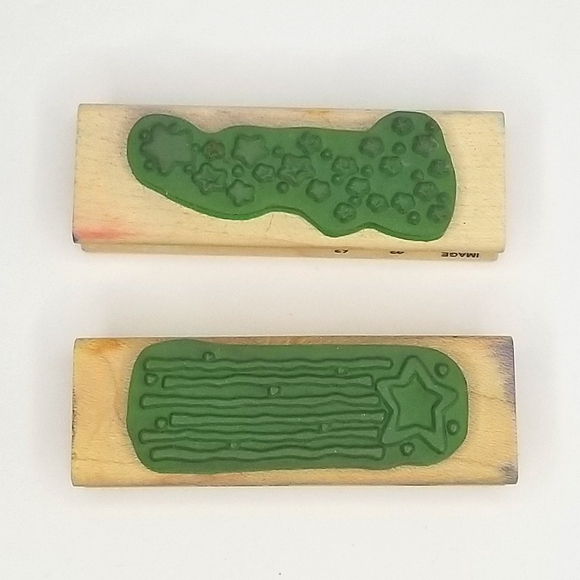 Image Tree Patriotic Americana Wooden Rubber Stamp Set- Stars Flag I <3 America - Picture 6 of 6